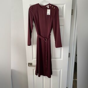 H&M Burgundy Long Sleeve Dress
